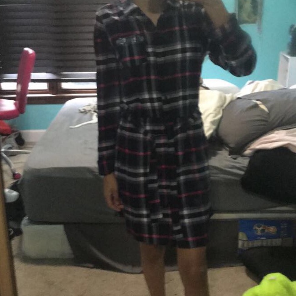 Abercrombie kids plaid button up dress